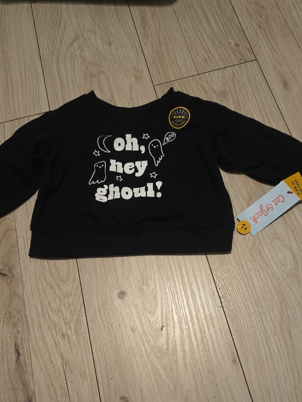 Cat & Jack Black Glow 'Oh, Hey Ghoul!' Graphic Kids Sweatshirt